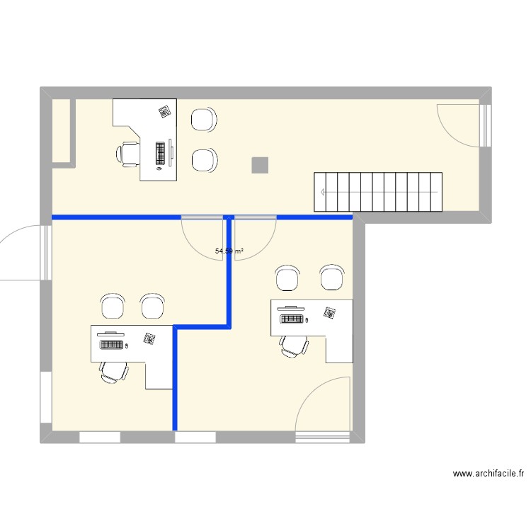 MMA 3. Plan de 1 pièce et 55 m2