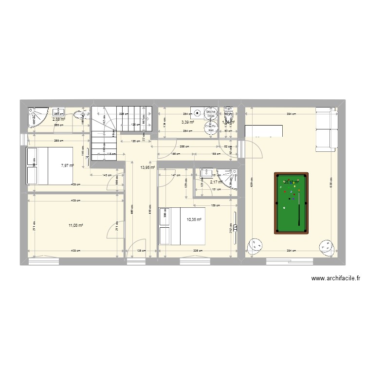 Chalet projet 1 appartement 1. Plan de 9 pièces et 78 m2