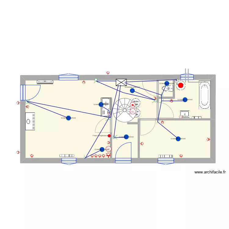 maison bleue cuisine version 3. Plan de 