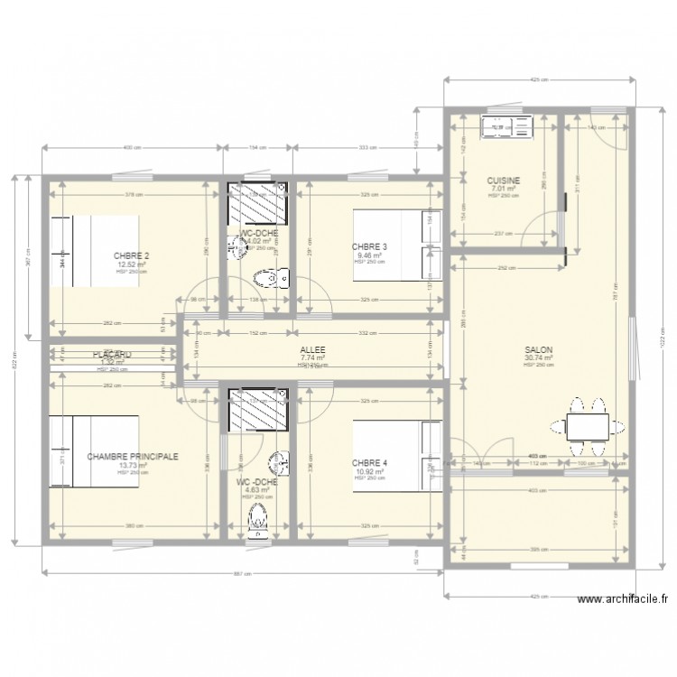 PLAN 2022-1. Plan de 10 pièces et 102 m2