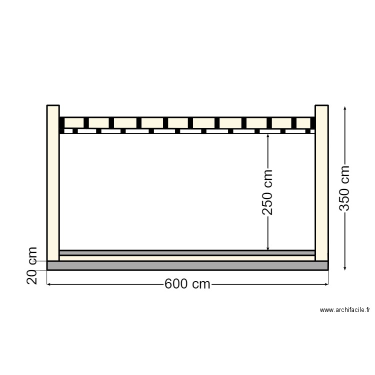 plan en coupe . Plan de 15 pièces et 5 m2