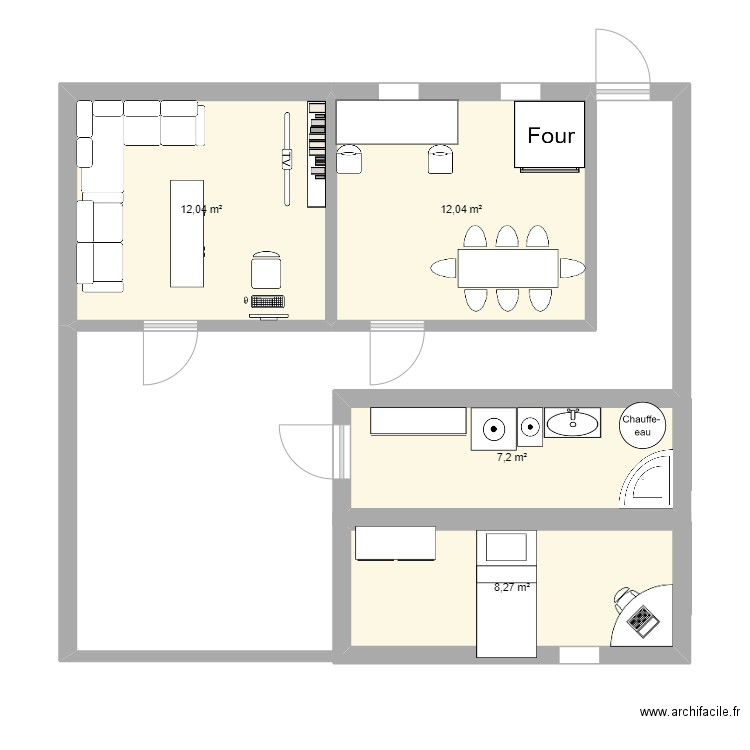 maison sportif. Plan de 4 pièces et 40 m2