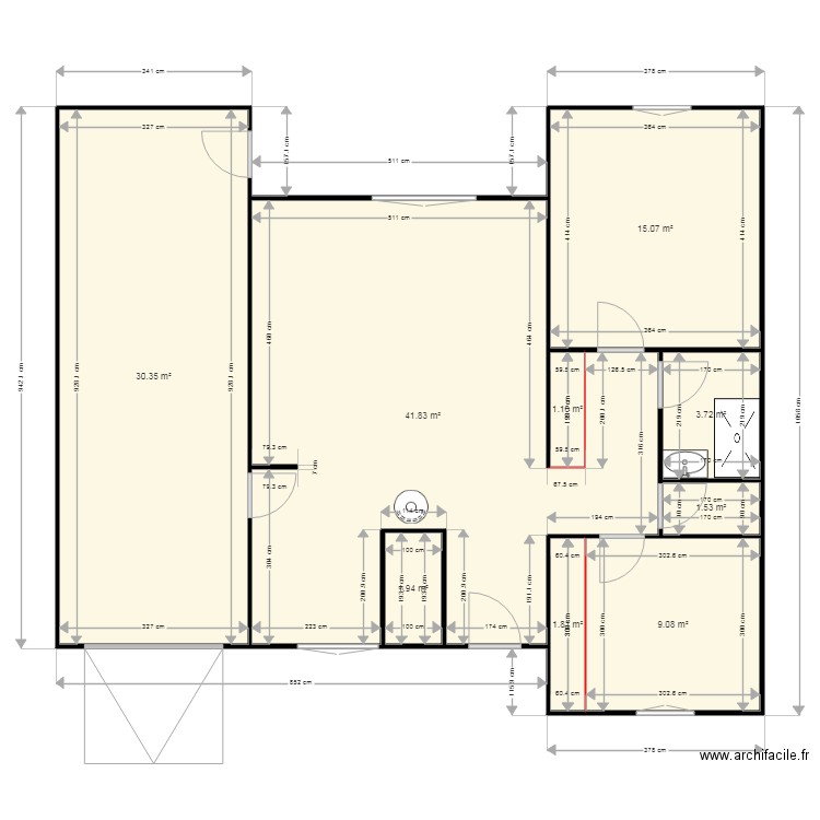 moissac 2. Plan de 9 pièces et 107 m2