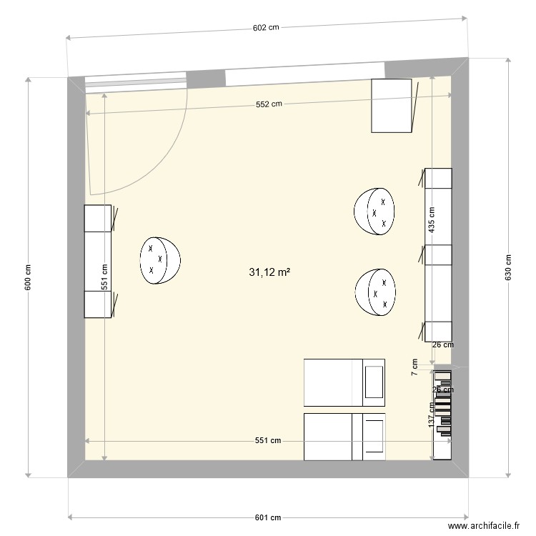 victoria. Plan de 1 pièce et 31 m2