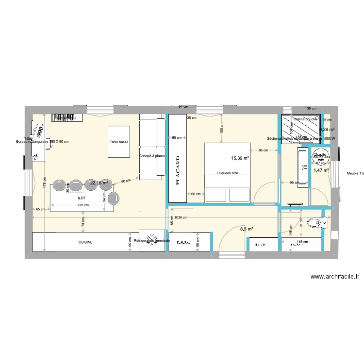 ARCHI PORTALET 6. Plan de 5 pièces et 48 m2