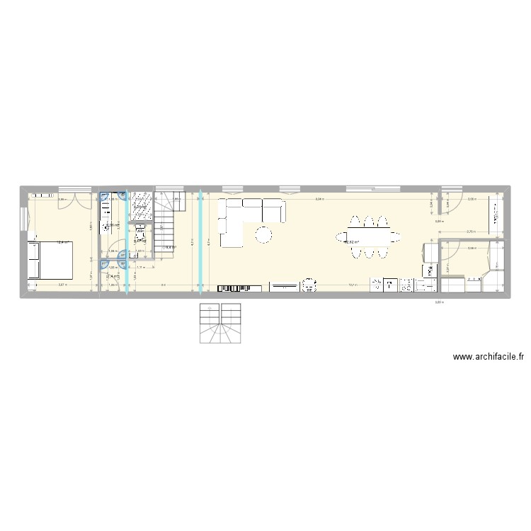 Projet4. Plan de 15 pièces et 167 m2