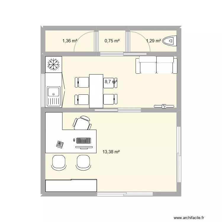 LOCAL. Plan de 5  et 25 m²