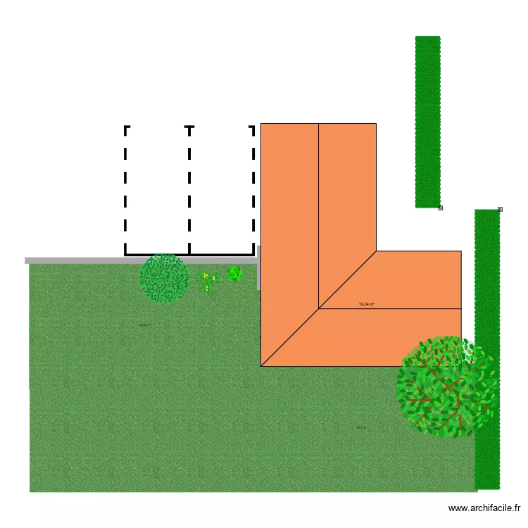 CABANE DE JARDIN. Plan de 1  et 19 m²