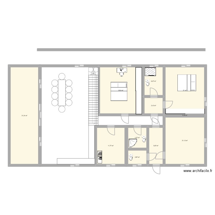 SAUFI. Plan de 11 pièces et 131 m2