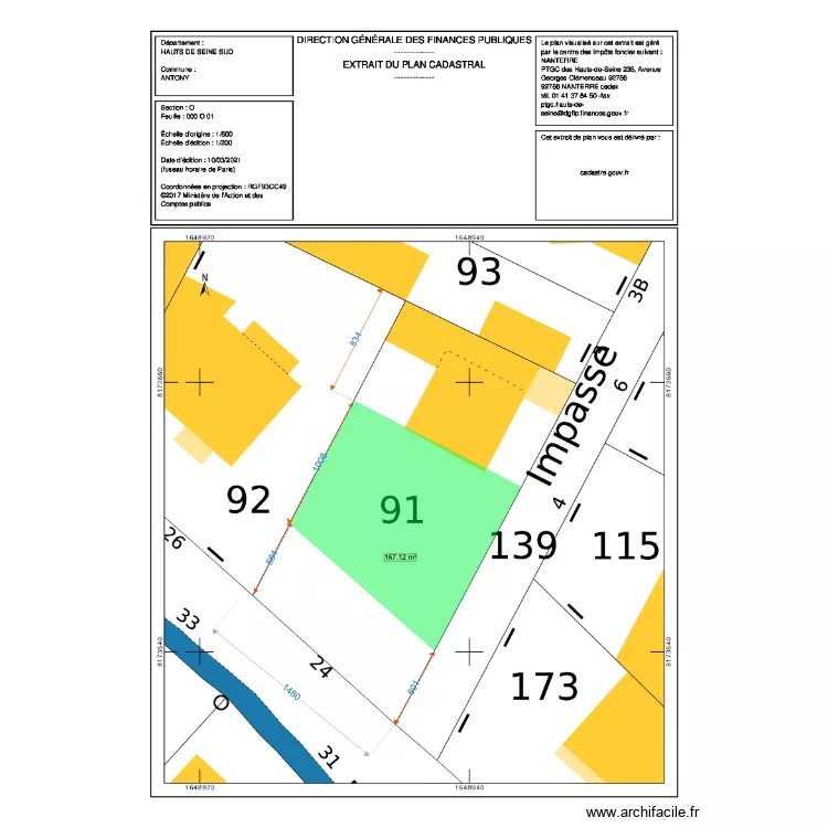 Antony  Morteaux. Plan de 