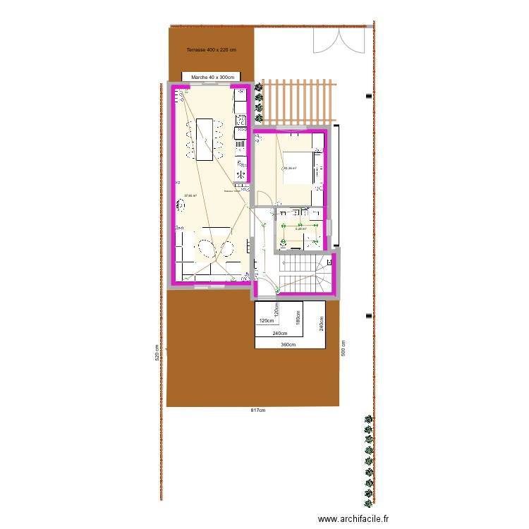LEROUX  marches 120 x 60 et terrasse en 60 x 60. Plan de 0 pièce et 0 m2