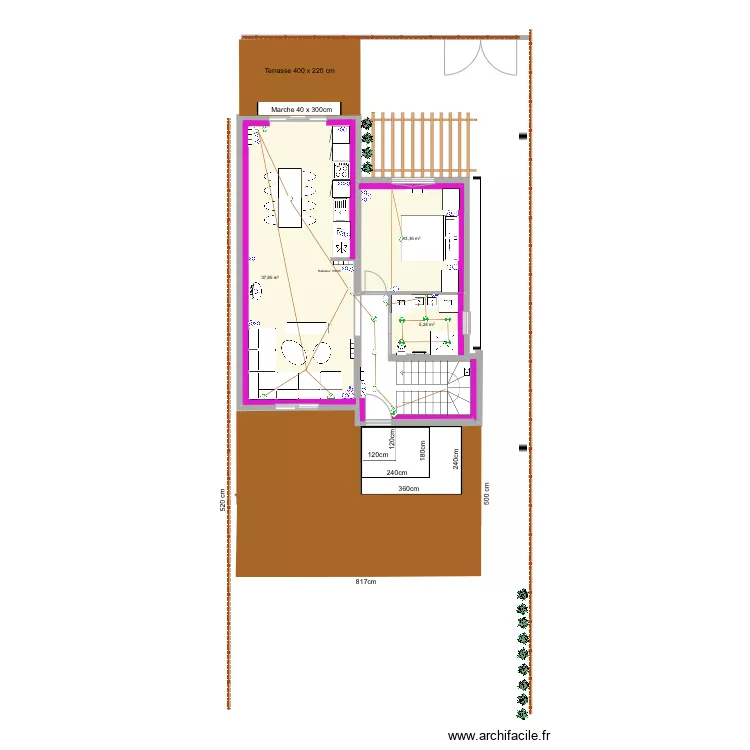 LEROUX  marches 120 x 60 et terrasse en 60 x 60. Plan de 