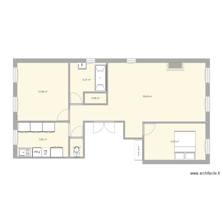 COLOC ACTUEL. Plan de 7 pièces et 67 m2