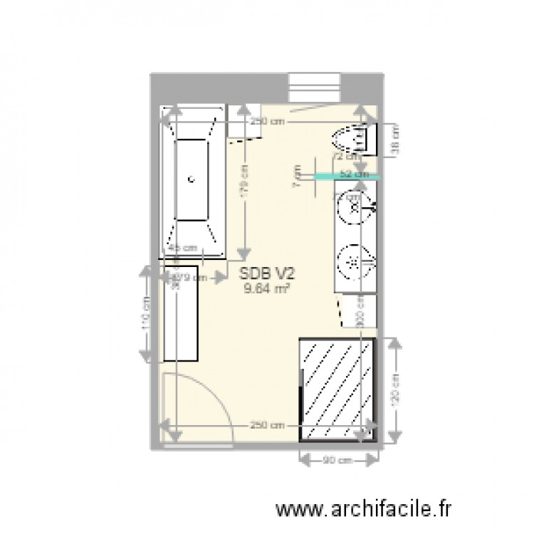 SDB V2. Plan de 1 pièce et 10 m2