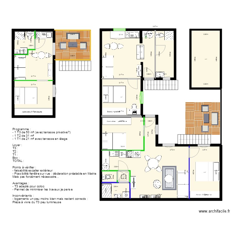 aubervilliers reaménagement version 3 ter. Plan de 0 pièce et 0 m2