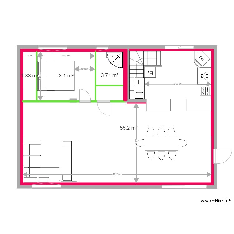 Garage 2020 n21 Cloisons et Amenagements +. Plan de 4 pièces et 69 m2