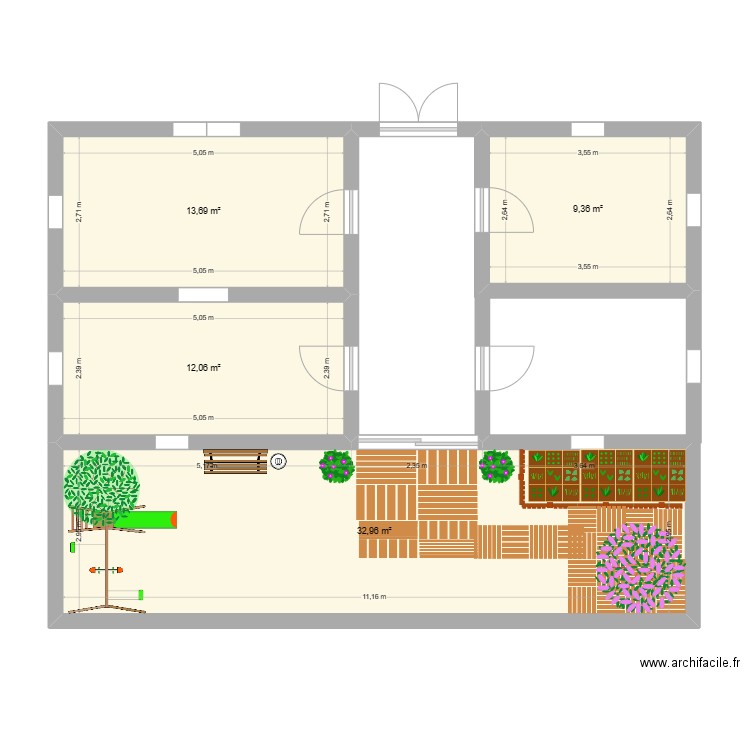 sdg examen. Plan de 4 pièces et 68 m2