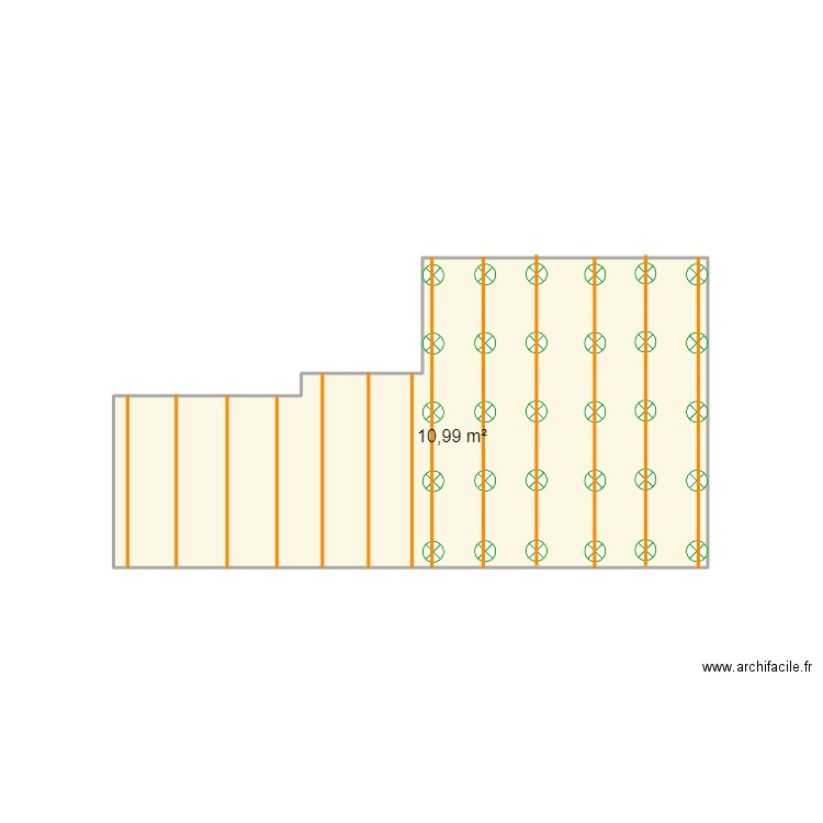 terrasse bois. Plan de 1 pièce et 11 m2