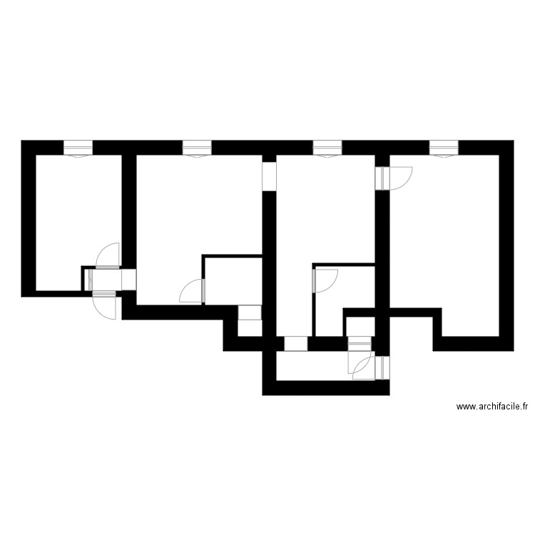 Plan T3 pointaux. Plan de 11 pièces et 85 m2