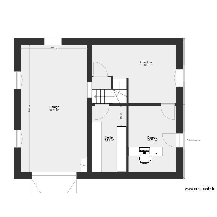 PLAN PROJET RDJ ST GENEVIEVE ELEC. Plan de 7 pièces et 128 m2