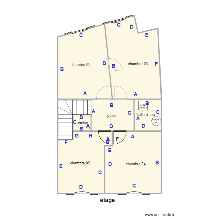 FAGE étage PB. Plan de 7 pièces et 66 m2