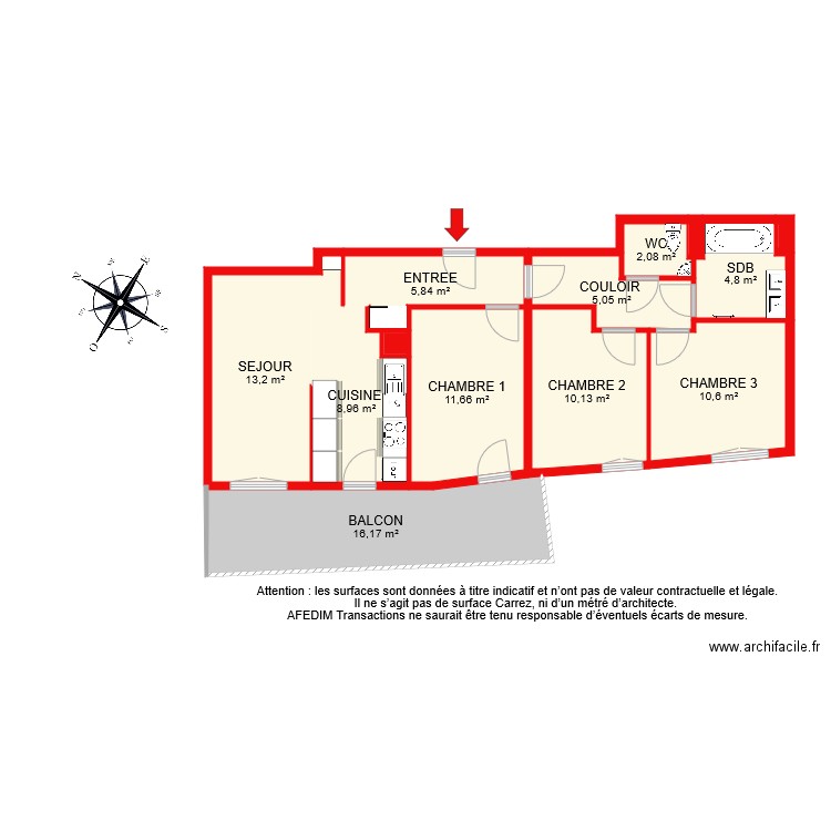 BI 8084. Plan de 13 pièces et 89 m2