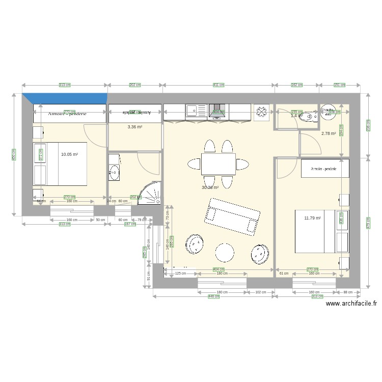 plain pied 2 chambres. Plan de 0 pièce et 0 m2