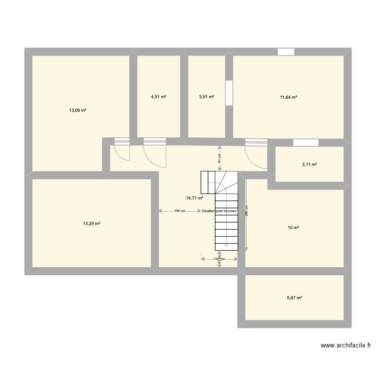 plan 2. Plan de 9 pièces et 80 m2