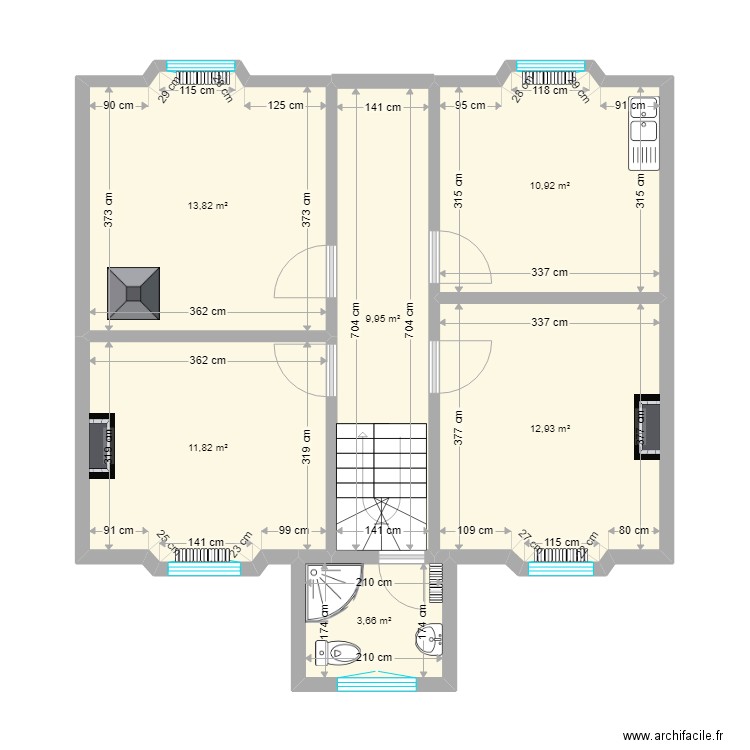 RDC Actuel Loperhet. Plan de 6 pièces et 63 m2