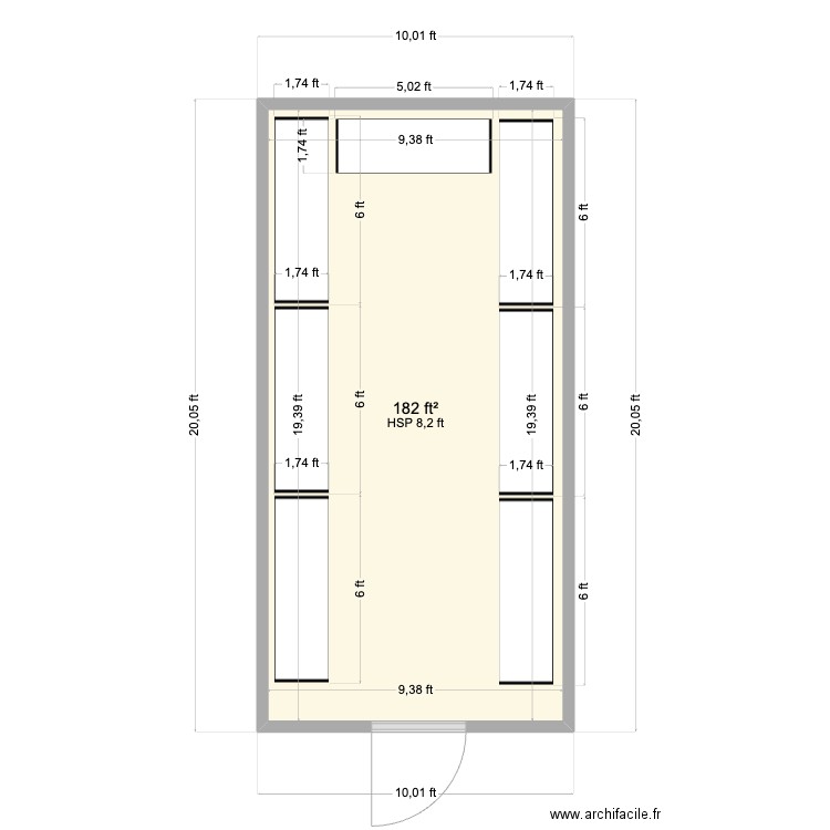 Gannet - 10x20. Plan de 1 pièce et 17 m2