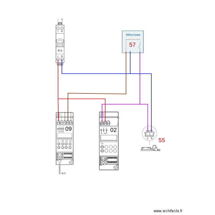 Cablage détecteur de mouvement. Plan de 0 pièce et 0 m2