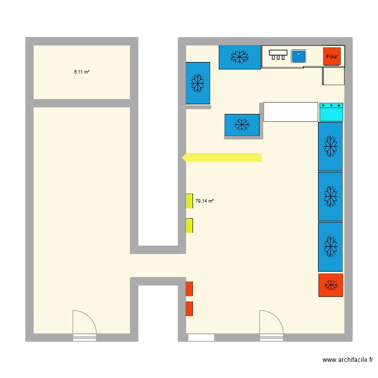 JEUNEURS. Plan de 2 pièces et 85 m2