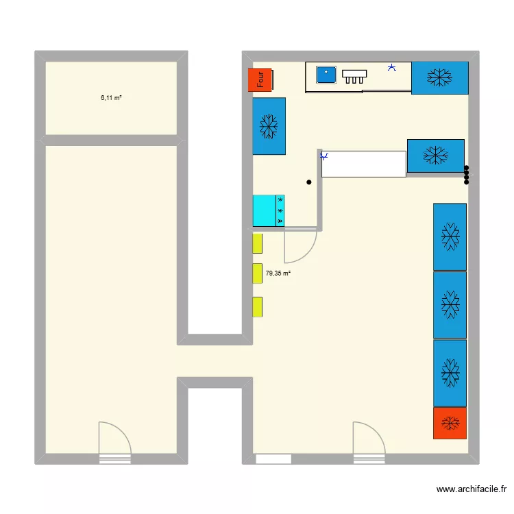 JEUNEURS. Plan de 2 pièces et 85 m²