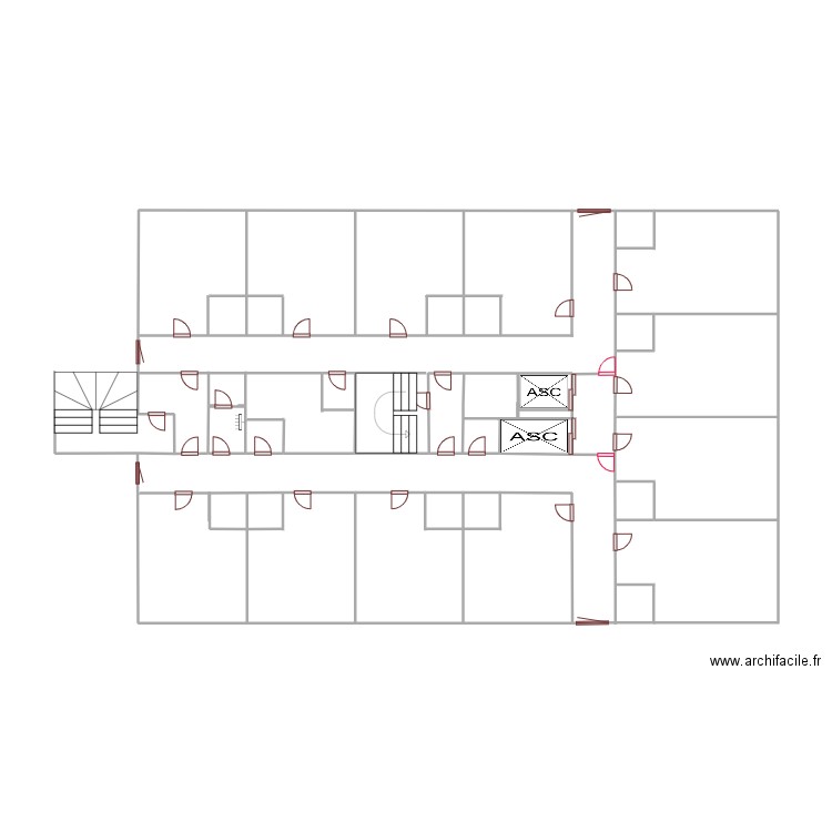 1er etage bouteille 58 vierge. Plan de 3 pièces et 7 m2