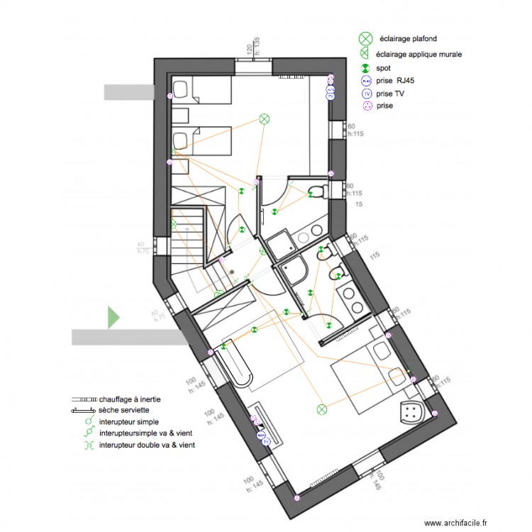 plan sêillâns etage meublé. Plan de 0 pièce et 0 m2