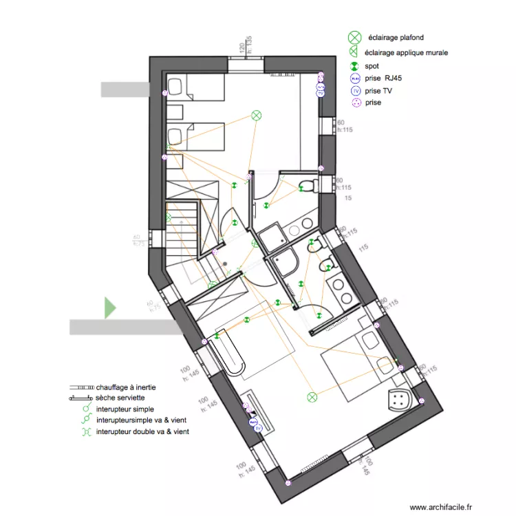 plan s&ecirc;ill&acirc;ns etage meubl&eacute;. Plan de 