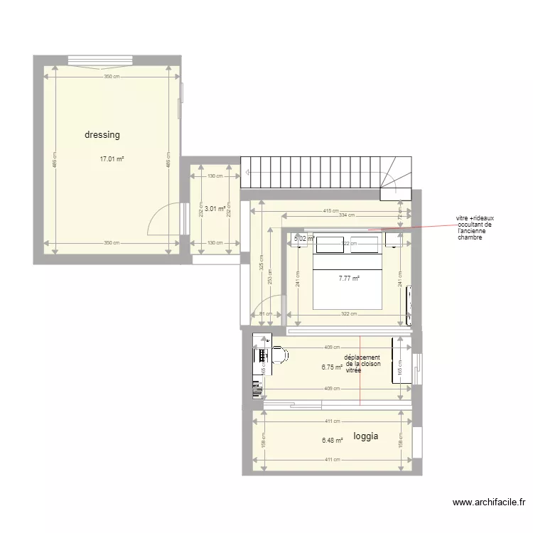 aureville chambre propri&eacute;taire. Plan de 