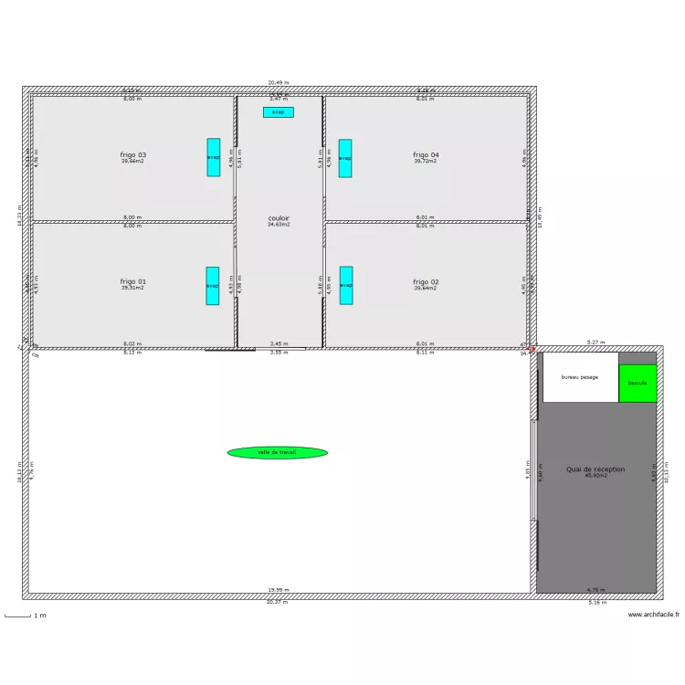 entrepot frigorifique. Plan de 