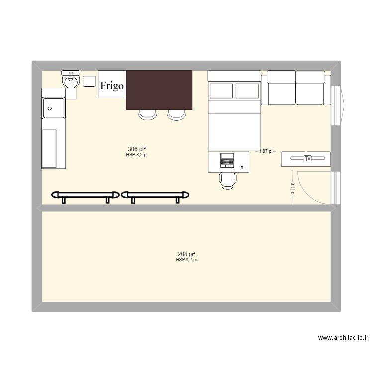 garage . Plan de 2 pièces et 48 m2