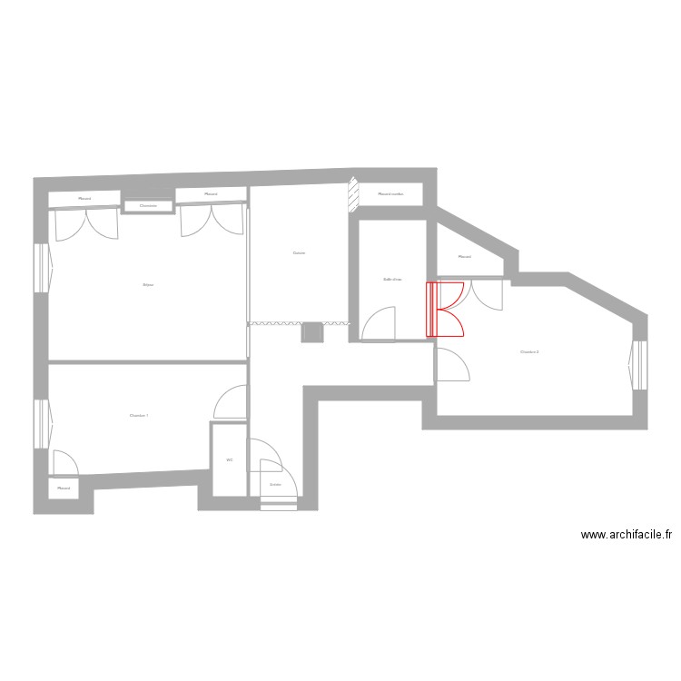 Yang Félix Faure. Plan de 15 pièces et 72 m2