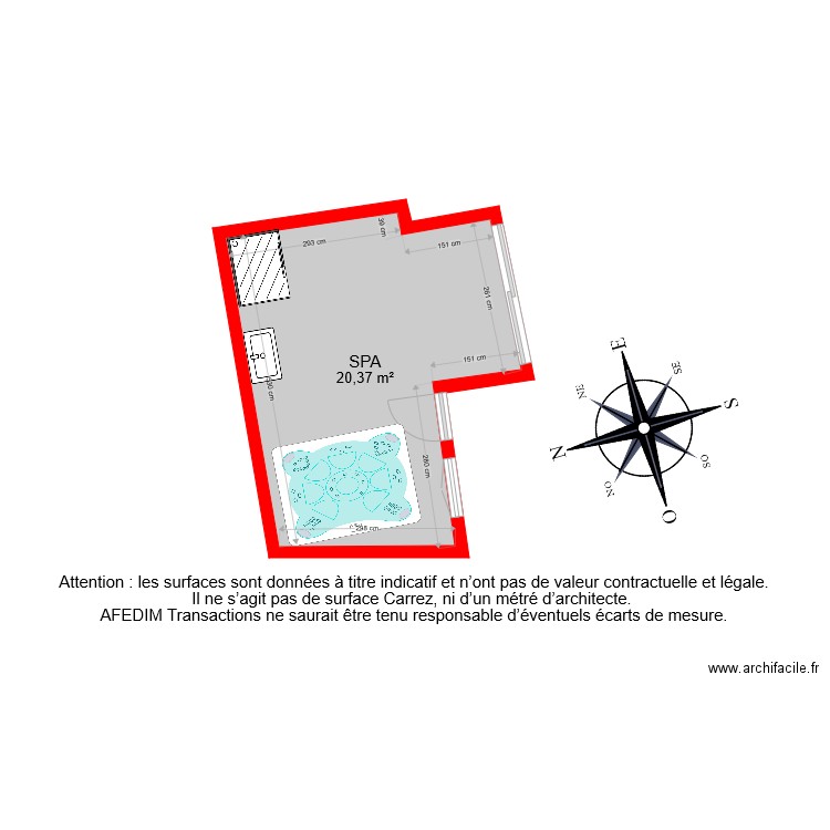 BI 7063 SPA PASCAL. Plan de 1 pièce et 20 m2