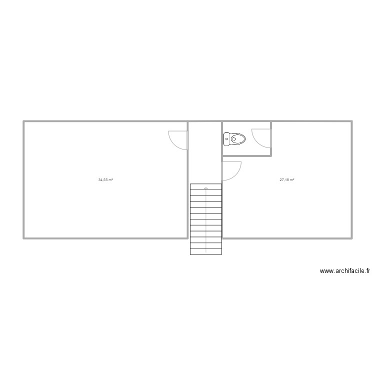 HANOT PLAN  ETAGE. Plan de 2 pièces et 62 m2