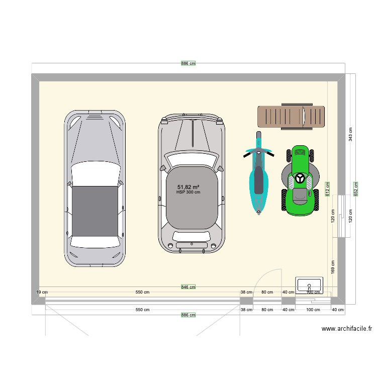 Plan garage toit 1 pente . Plan de 0 pièce et 0 m2