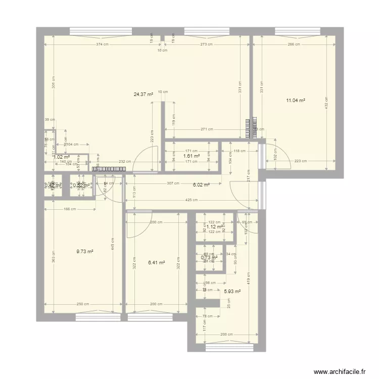 Bureau avec cotations. Plan de 