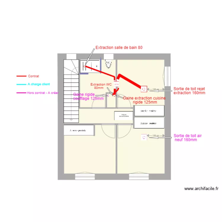 20172311 ARIOU reseaux de gaines etage plan final. Plan de 