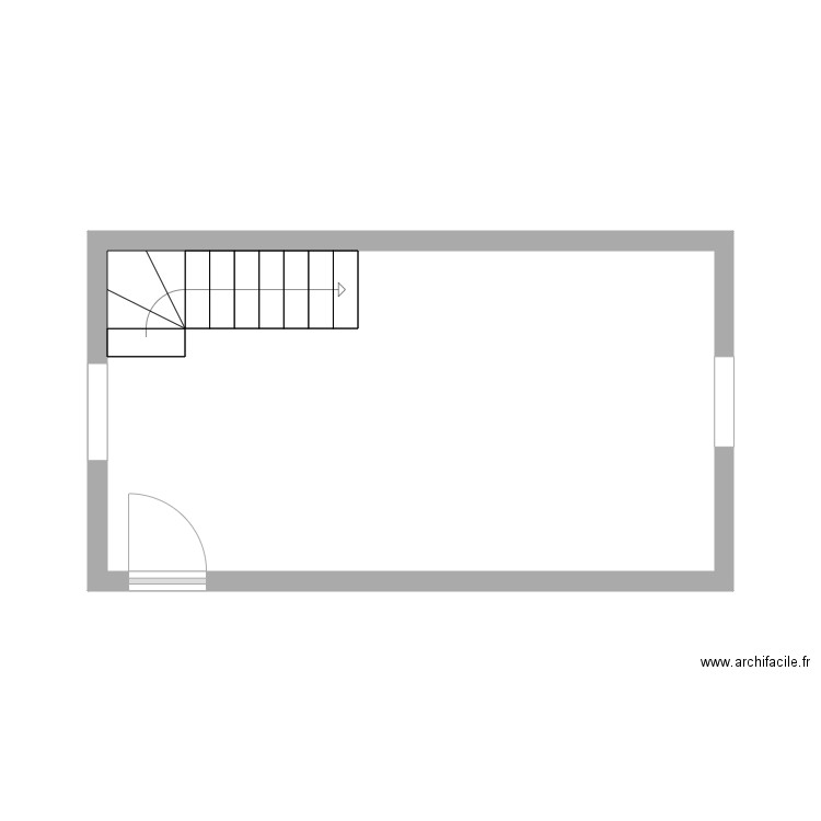 j.no rdc (2). Plan de 1 pièce et 21 m2