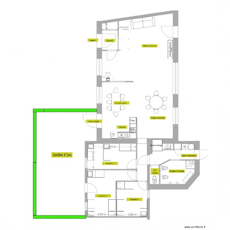 MAN projet 1 aménagé. Plan de 0 pièce et 0 m2