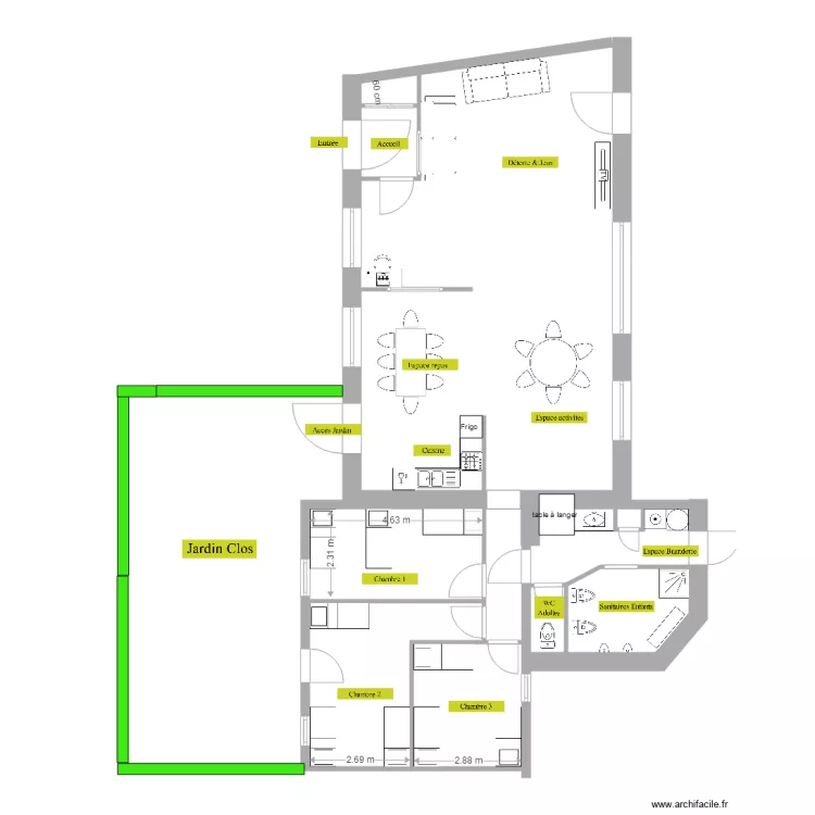 MAN projet 1 am&eacute;nag&eacute;. Plan de 