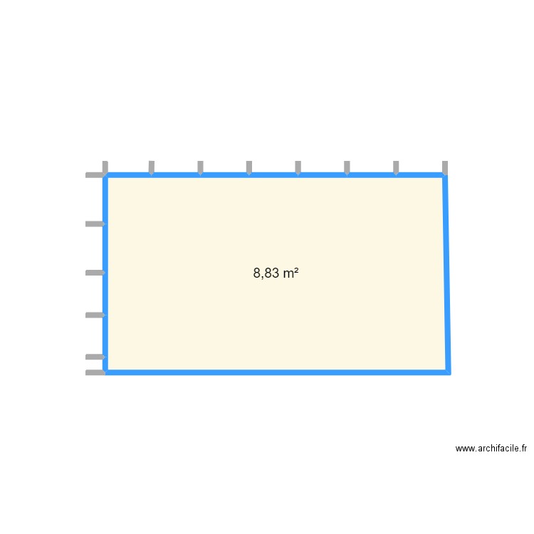 Abri. Plan de 1 pièce et 9 m2