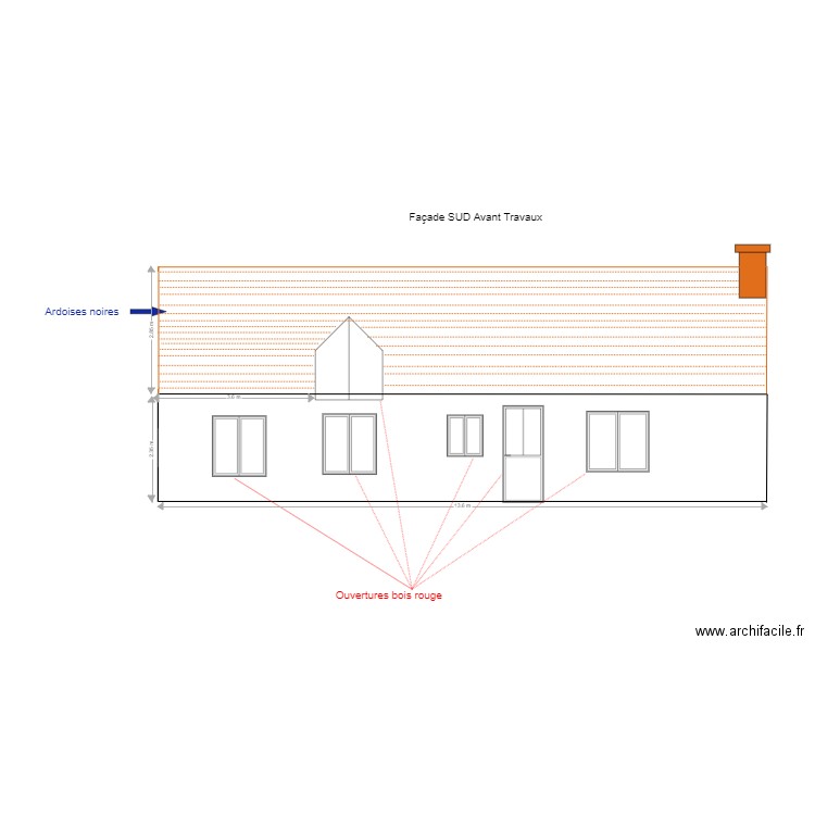 AVANT Façade Sud. Plan de 0 pièce et 0 m2